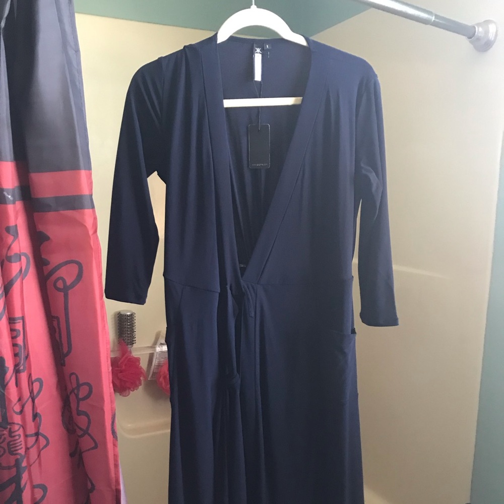 Navy Blue Wrap Dress